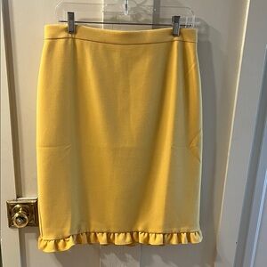 Ann Taylor Yellow Pencil Skirt with Ruffle Hem